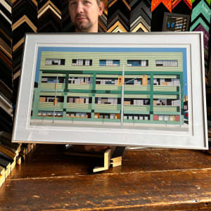 Knowledge by Gordon Leverton depicting 888 Dupont Street warehouse building in Toronto with green balconies