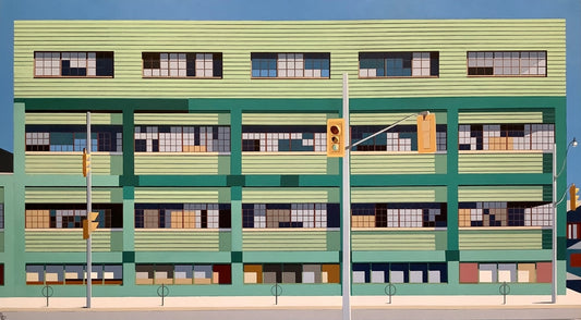 Limited edition print of Street Knowledge by Gordon Leverton depicting 888 Dupont Street warehouse building in Toronto with green balconies