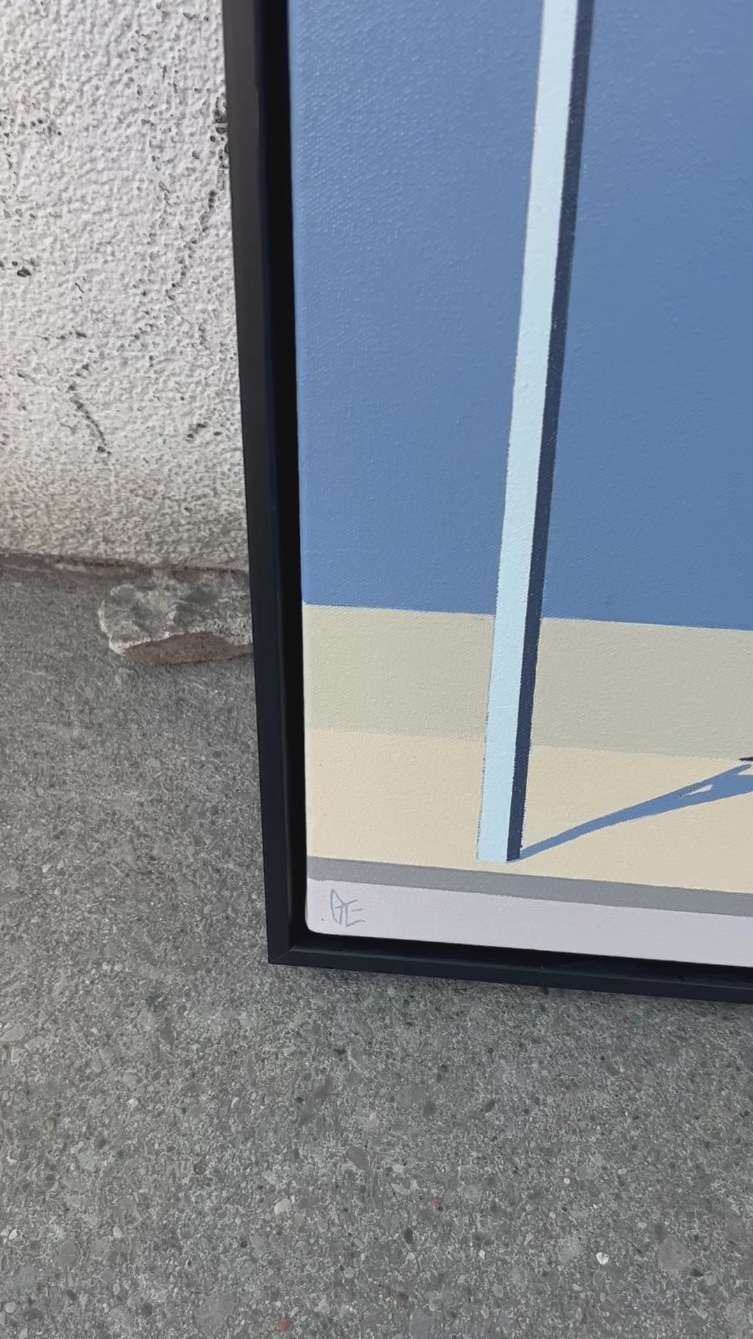 Original acrylic painting ACCORDANCE by Gordon Leverton depicting storefront on Queen Street West in Toronto Junction with contemporary urban architecture
