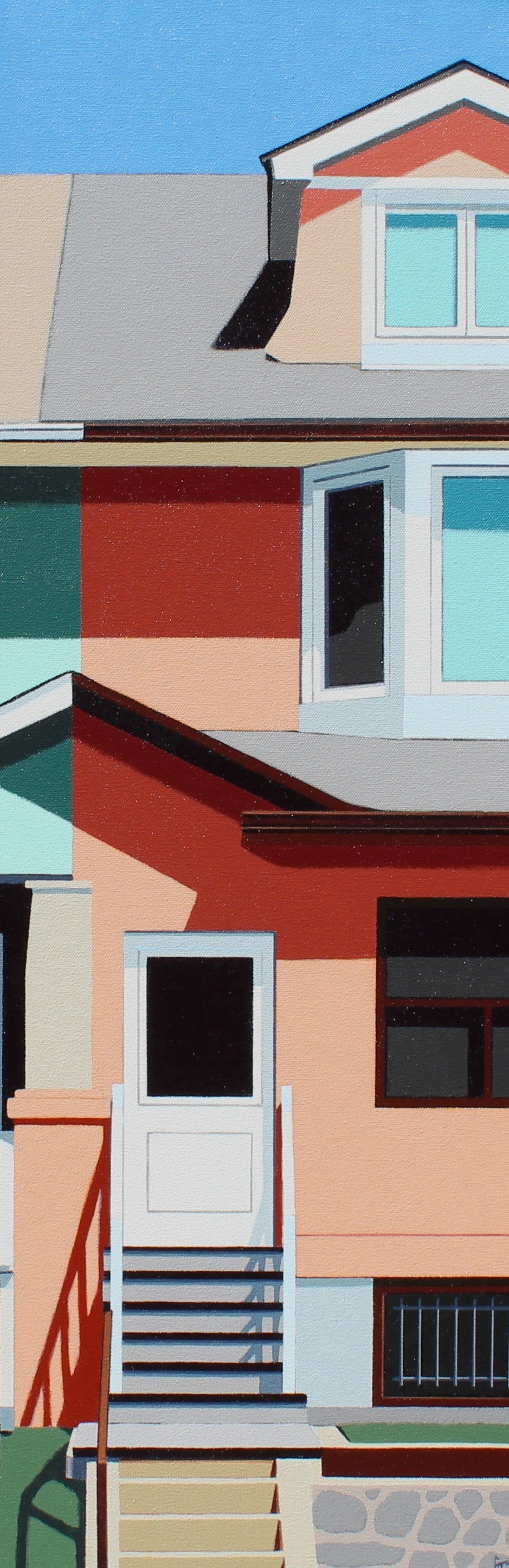 Gordon Leverton - Artwork 
Colorful architectural illustration of a house with a staircase.