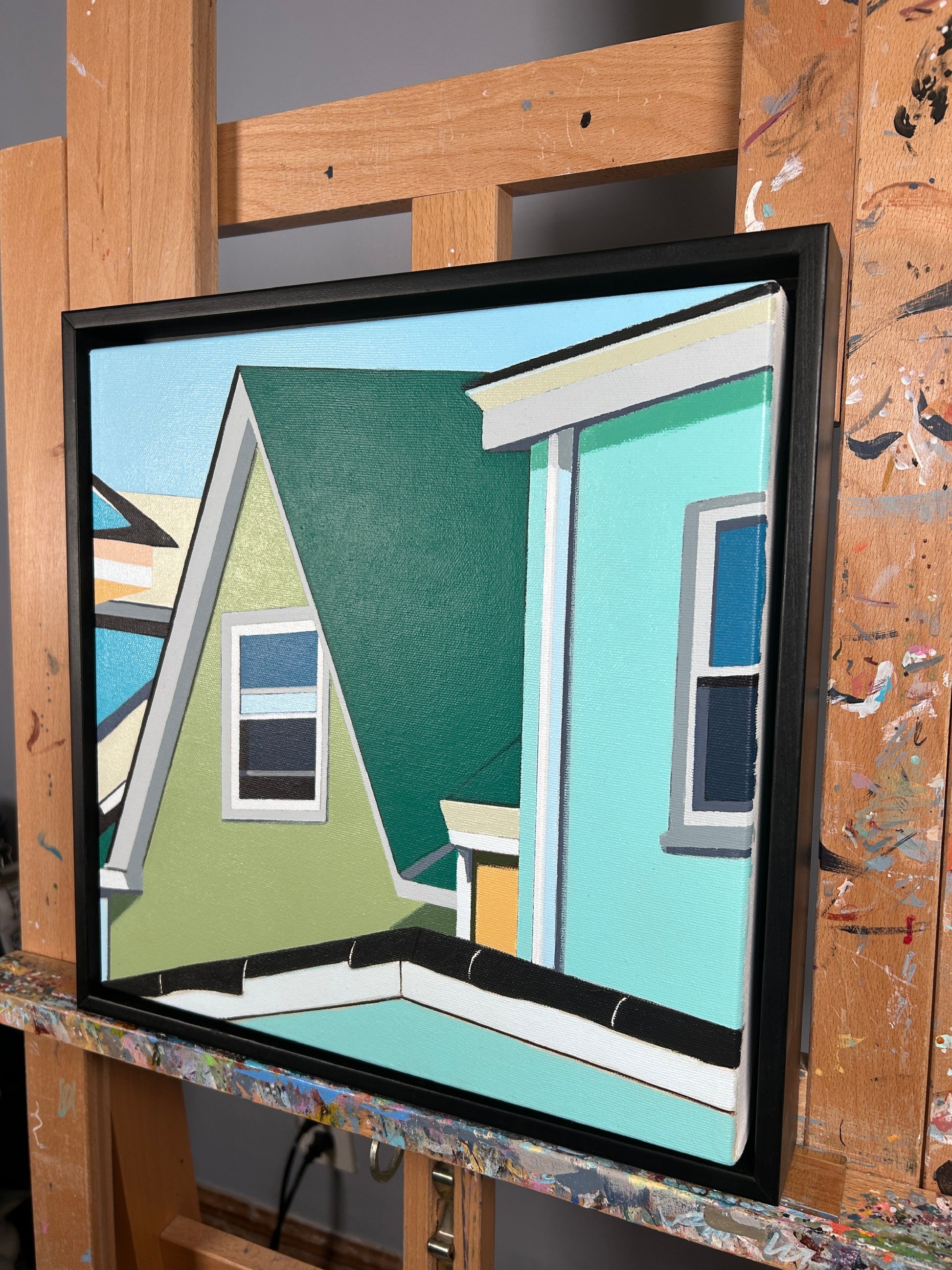 Gordon Leverton - Original Artwork

12x12' artwork  - Framed
Colorful houses with green, blue, and yellow facades on a clear sky background