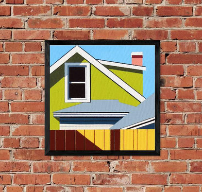Unity is an original 12x12" acrylic on canvas original painting by Gordon Leverton -known for his bold and vibrant architectural paintings