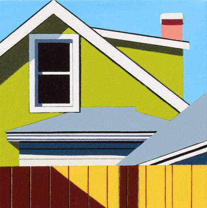 Unity is an original 12x12" acrylic on canvas original painting by Gordon Leverton -known for his bold and vibrant architectural paintings