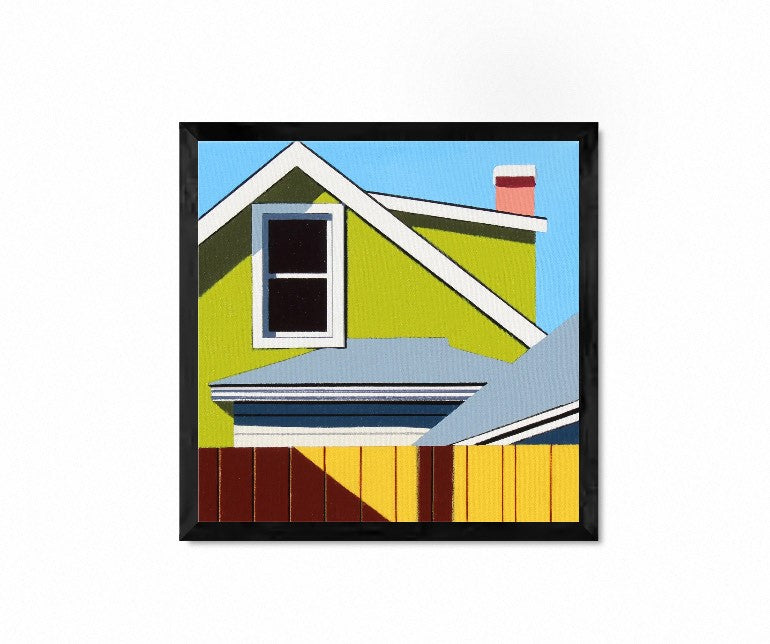 Unity is an original 12x12" acrylic on canvas original painting by Gordon Leverton -known for his bold and vibrant architectural paintings