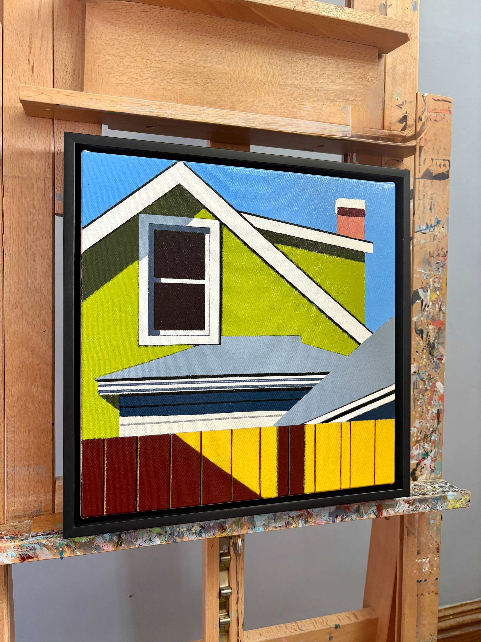 Unity is an original 12x12" acrylic on canvas original painting by Gordon Leverton -known for his bold and vibrant architectural paintings