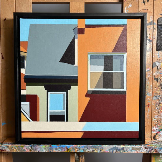 Gordon Leverton Artwork - 12x12 inch Framed Original Urban Architecture Artwork, inspired from Hamilton (Canada)