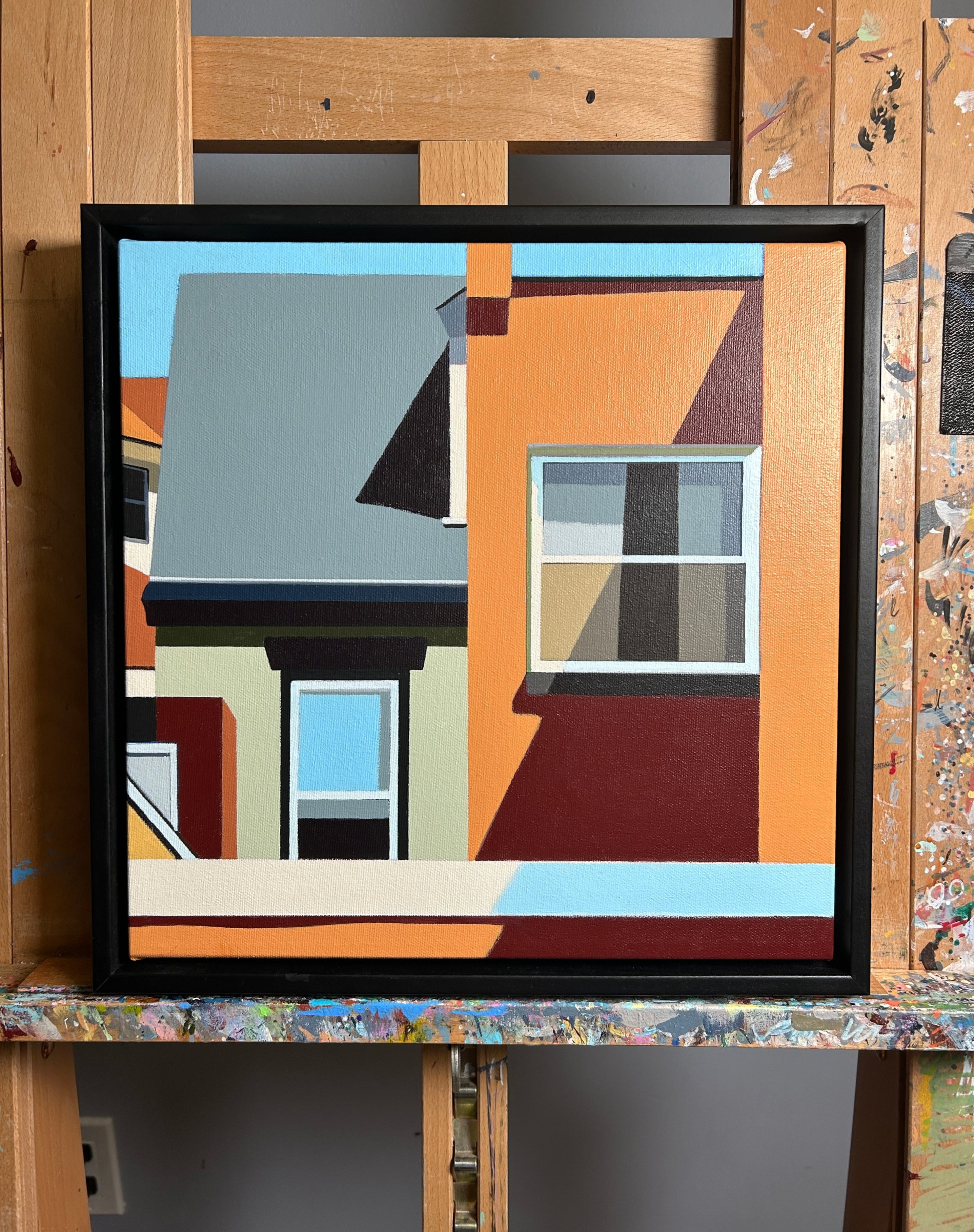 Gordon Leverton Artwork - 12x12 inch Framed Original Urban Architecture Artwork, inspired from Hamilton (Canada)